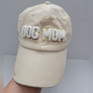 Simply Southern Cream Corduroy Dog Mom Sequin Ball Cap Hat